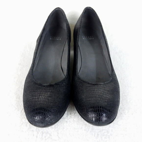Stuart Weitzman Laidback Lizette Wedge Heels Black Textured Shoes‎ Women's 10.5N - Picture 4 of 14
